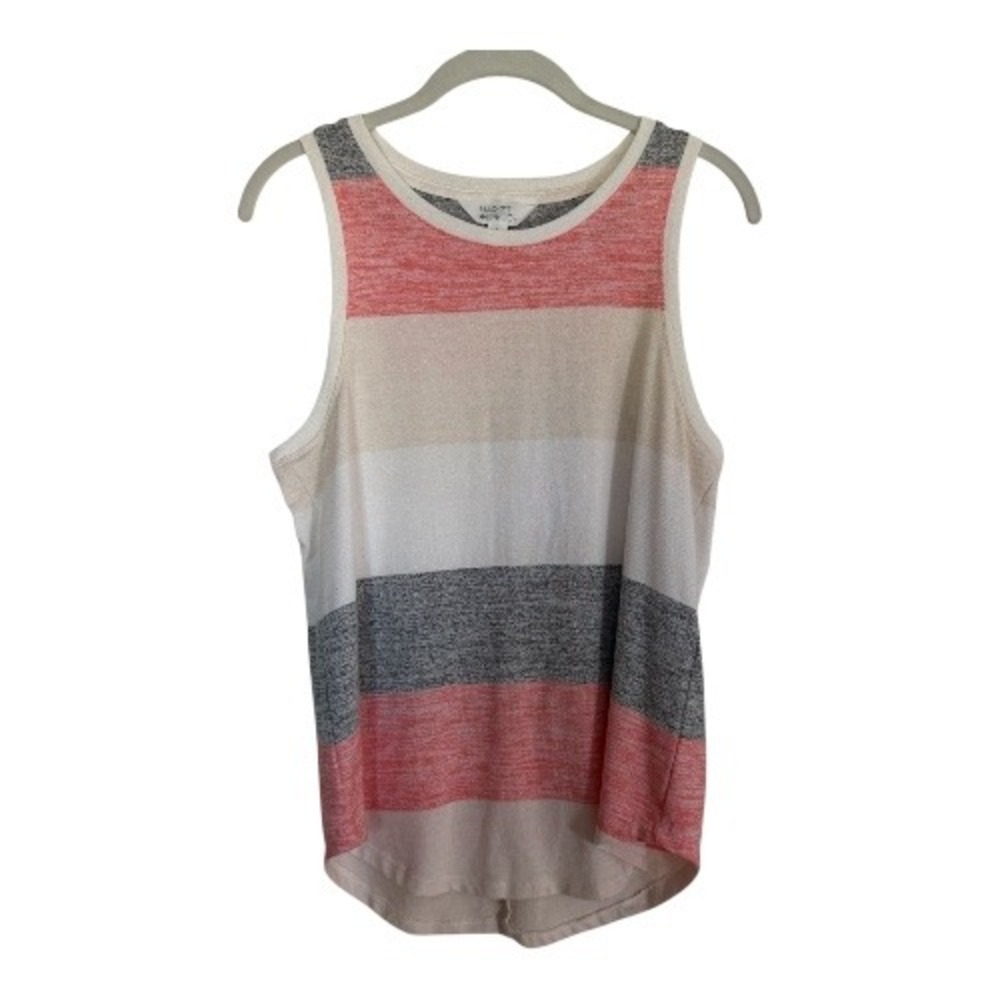 Market and Spruce Striped Tank Top Coral Beige‎ White Grey Women's Size S